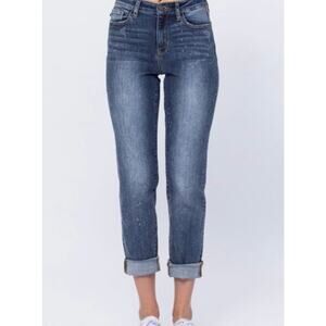 Judy Blue High Rise Bleach Splash Boyfriend Jeans Size 7/28